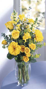  Zonguldak online çiçek gönderme sipariş  sari güller ve gerbera cam yada mika vazo