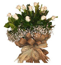  Zonguldak ucuz çiçek gönder  9 adet beyaz gül buketi