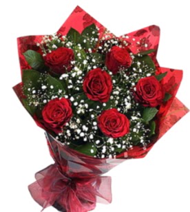 6 adet kırmızı gülden buket  Zonguldak çiçek yolla , çiçek gönder , çiçekçi  