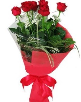 5 adet kırmızı gülden buket  Zonguldak kaliteli taze ve ucuz çiçekler 