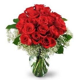 25 adet kırmızı gül cam vazoda  Zonguldak çiçek , çiçekçi , çiçekçilik 